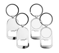 FRCOLOR Porte-clés Ouvre-bouteille Facile à Transporter Lot de 4 en Métal Argenté, Forme Simple Solide, pour Restaurants et Maisons