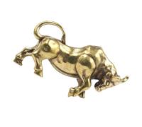 FRCOLOR Porte-clés Taureau en Laiton Rétro Couleur Antique, Pendentif Suspendu Compact pour Fabrication de Bijoux et Ornement Diy, Accessoire Léger pour Paquet ou Porte-clés, Présent