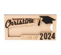 FRCOLOR Porte-monnaie en Bois Rectangulaire Noir pour Remise de Diplôme, Range-billets Multi-niveaux Clip Intégré, Portefeuille Compact pour Cartes et Liquide, Présent Bachelier, Coffret