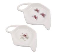 FRCOLOR Porte-sachets Facile à Nettoyer Design Créatif et Élégant en Céramique Blanche, 2pcs, Forme Théière de Thé pour Hôtels et Studios de Yoga