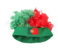 FRCOLOR Postiche Afro Courte et Bou en Fibre Drapeau Portugais, Style Costume Clown pour Supporters de Football, Look Audacieux Coiffage