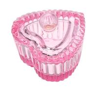 FRCOLOR Pot à Ongles En Verre Cristal Cœur Avec Couvercle, Ensemble Dappen Pour Nettoyage Pinceaux, Porte-liquide Monomère 100 Ml, Rose, Outil Nail Art Professionnel Pour Manucure