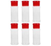 FRCOLOR Pots à Condiments et Distributeur D'épices Polyvalent Ensemble de 6 en Plastique Rouges Surface Lisse Stockage D'assaisonnements la Cuisine Pratique
