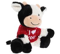 FRCOLOR Poupée Vache en Peluche Assise Matériau Peluche Douce Couleur Blanche et Noire Décoratif et Ornement de Poupée Présent pour Garçon et Filles Décoration Festive et Jeu