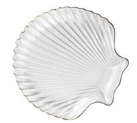 FRCOLOR Présentoir à Bijoux en Verre Forme Coquillage Or, Assiette à Dessert Multi-usage, Finition Soignée, Design Unique pour Cuisines et Restaurants