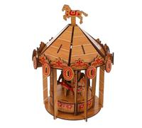 FRCOLOR Puzzle Bois Manège pour Garçon Fille Modèle de Maquette Rotative Bois Naturel Éducatif de Construction DIY Puzzle Carousel Développe Créativité et Coordination