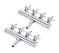 FRCOLOR Répartiteur d'air pour Aquarium 2 Pièces en Acier Inoxydable, Collecteur de Pompe à Air 4 Voies 4mm Réglable, Vanne de Régulation du Débit d'air pour Accessoires Pompe Aquarium,