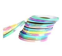 FRCOLOR Ruban Adhésif Pour Ongles Brillant 18 Pièces 1mm-3mm Rubans Adhésifs Pour Nail Art Ligne D'ongle Brillante Auto-adhésive Décoration Manucure Soi-même Couleurs Mélangées