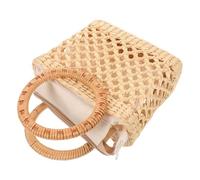 FRCOLOR Sac À Main En Paille Fait Main Fourre-Tout Pour Femme Avec Poignée Ronde Sur Le Dessus Style Panier Pochette Seau Pour L'Été La Plage Les Voyages Et Un Usage
