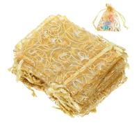 FRCOLOR Sachets à Cordon en Organza Doré 7 X 9 CM 200 Pièces - Pochettes Transparentes pour Bijoux Emballages Présents pour Mariage Saint-Valentin et Présentation D’Objets Délicats