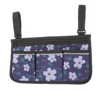 FRCOLOR Sacoche Latérale pour Fauteuil Roulant Imprimé Floral Bleu, Pochette de Rangement Suspendue Pratique, Compatible la Plupart des Fauteuils Roulants, Accessoires Multifonctions