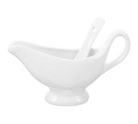 FRCOLOR Saucière Facile à avec Cuillère Profonde Design Anti-débordement en Céramique Blanche 175ml Facile à pour Dîners D'affaires