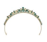 FRCOLOR Serrage-Tête Couronne de Mariée en Alliage Doré Strass Verts Profonds Bandeau Ajustable Bijou de Tête Élégant pour Mariage et Cérémonie Accessoire Coiffure Femme Style
