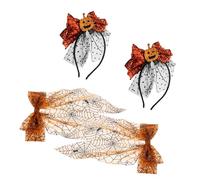 FRCOLOR Serre-tête Citrouille Maille et Pinces à Cheveux à Nœud pour Halloween Accessoire de Déguisement pour Fille et Femme Bandeau Festif Automnal