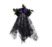FRCOLOR Serre-tête Fleuri pour Cheveux Voile Long Coiffe de Fête pour Halloween et Soirées