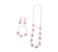 FRCOLOR Set Bijou Fille avec Perles et Fleurs Collier Bracelet Boucles Doreilles Accessoires Princesses Élégants pour et Fêtes