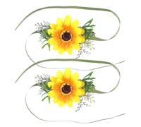 FRCOLOR Set de 2 Fleurs de Poignet en Soie Décoratives Style Champêtre Vert pour Cérémonie de Mariage, Épingle Élégante pour Mariée ou Demoiselle D'honneur