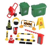 FRCOLOR Set de Barrières de Circulation Miniatures et Panneaux de Signalisation pour Garçon et Filles, 15 Pièces, Modèle de Barrage Routier en Plastique, Jouet Éducatif pour Apprentissage