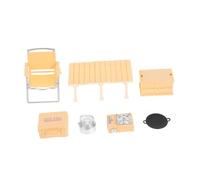 FRCOLOR Set de Jeux Extérieur pour Garçon Fille Portable Mobilier Miniature de Camping avec Chaise Pliante Table de Pique et Réchaud Imitation pour Garçons et Filles Jaune