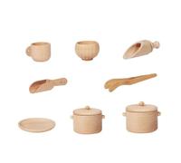 FRCOLOR Set de Jouets Ustensiles Cuisine Bois pour Garçon Fille Vaisselle Imitation Pratique Développement Motricité et Jeu Éducatif Interactif