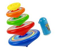 FRCOLOR Set de Toupies Amusantes pour Garçon Fille Toupies à Rotation Manuelle Empilables avec Effets Visuels Lanceur Éducatif pour Filles et Garçons pour et Fêtes