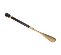 FRCOLOR Shoe Spoon Long Ebony Wood Handle Metal Shoe Horn For Seniors Men Women Pregnancy Mobility Aid Comfortable Non Slip Grip