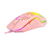 FRCOLOR Souris de Jeu Lumineuse Ergonomique Rose 6 Boutons en Plastique, Résolution Optique 2500dpi et Connecteur USB pour Jouer Jeux sur Ordinateur