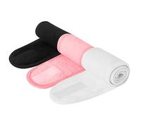 Frcolor Spa Headband Make Up Head Terry Tissu Headband Stretch Yoga Sport Towel, 3 Pieces (White Black Pink)