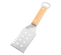 FRCOLOR Spatule multifonction pour barbecue avec manche en bois, idéale | Spatule à griller grande taille, spatule à steak en métal, de cuisine multifonction, outil ajouré en acier inoxydable