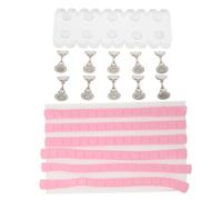 FRCOLOR Support D’Entraînement pour Nail Art en Acrylique Mat Base Rectangulaire à Bord Fleuri avec 10 Pastilles D’Argile Rose et 96 Capsules pour Présentation et Pratique Manucure