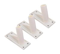 FRCOLOR Support de Mât de Drapeau Base Murale Résistante aux Intempéries Adhésif en Plastique Blanc 3 Pièces Montage Facile Murs et Toits pour Drapeau de Jardin et Saison