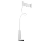 FRCOLOR Support de Téléphone Portable Métallique Pince Réglable à 360°, Bras Flexible de 80 Cm Blanc et Noir, Support Stable pour Bureau et Lit, Accessoire pour Streaming et