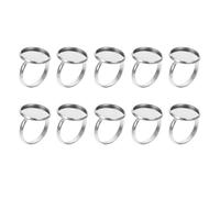 FRCOLOR Supports de Bagues Ajustables en Acier Inoxydable 10 Pièces, Base Annulaire DIY 16 Mm, Accessoire Porte-bijoux pour Fabrication de Bagues et Création Artisanale