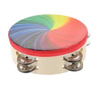 FRCOLOR Tambourin Double Rangée Coloré Arc Ciel Instrument de Percussion à Main pour Adultes Fête Éducatif