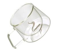 FRCOLOR Tasse à Café en Verre Borosilicaté Double Paroi Résistante la Chaleur Poignée, Surface Lisse et Design Créatif pour Noël et Saint-valentin