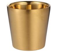 FRCOLOR Tasse à Café Extérieure en Acier Inoxydable Or Double Paroi Isolante, Design Double Couche, Prévient les Brûlures, Base Plate, pour Bureau et Maison