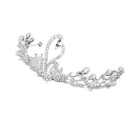 FRCOLOR tête de couronne de cygne reine de la mariée charmante couronne d'anniversaire accessoire fete crown coiffe de diadème d'anniversaire coiffe enfant créative strass Silver