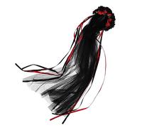 FRCOLOR -tête D'halloween En Forme De Rose Pour Femme Voile Noir Avec Ruban Accessoire De Fête De Célibataire