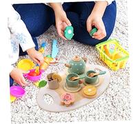 FRCOLOR Thé Bois pour Garçon Fille de Dinette Miniature Accessoires pour Jeux de Rôle Tea Party Garçon Fille Set Complet pour Goûter et Décoration Maison Miniature