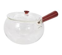 FRCOLOR Théière en Verre Résistant la Chaleur 300ml avec Poignée en Bois Naturel, Design Élégant et Infuseur Amovible Bouillir le Thé la Maison Bureau