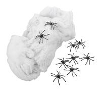 FRCOLOR Toile D'araignée Blanche en Coton pour Décoration Halloween, Installation Facile et Réutilisable avec Petites Araignées Réalistes pour Farces et Fêtes Effrayantes