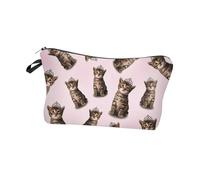 FRCOLOR Trousse De Maquillage Portable Paquet De Rangement pour Cosmétiques 1 Petite Taille Compacte Voyage Femme Motif Chat Couronne Polyester Léger