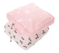 FRCOLOR Trousse De Toilette 2Pcs pour Femmes Pochette De Rangement pour Serviettes Hygiéniques Et Cosmétique Imperméable en Motif Mignon Feuillage Cactus
