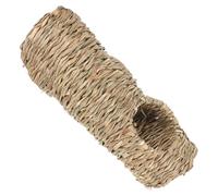 FRCOLOR Tunnel pour Hamster à Cinq Ouvertures en Paille Naturelle Tissée, 45x16 Cm, Refuge Ludique pour Cochons D’Inde, Chinchillas et Petits Rongeurs, Jouet D’activité en Cage