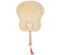 FRCOLOR Ventilateur Portatif en Paille Tissé Main Léger Poignée, Éventail Unique Beige pour Été et Fêtes en Extérieur