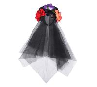 FRCOLOR Voile De Fleur De Rose Coiffe De Jeu De Rôle Couvre-chef Fleur Casque Dia De Los Muertos Bandeau Couronne De Fleurs Cheveux De Guirlande De Fête Manquer Halloween Décorer