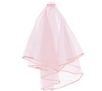 FRCOLOR Voile de mariage rose à 2 niveaux avec bord en ruban milieu voile de mariage en cascade voile de mariée voile de mariée avec peigne fête de mariage photo photo voile court