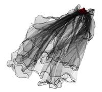 FRCOLOR Voile De Mariée Noir Et Dentelle Accessoire Coiffure Gothique Pour Halloween Déguisement Femme