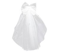 FRCOLOR Voile de Mariée pour Chien avec Nœud et Perles Artificielles, Accessoire Coiffure pour Petits, Moyens et Grands Chiens, Costume Mariage Animal, Décoration Fête Élégante