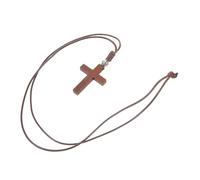 FRCOLOR Wooden Cross Necklace With Lucky Bead Long Chain Lightweight Religious Pendant For Easter Bible Verse Jewelry